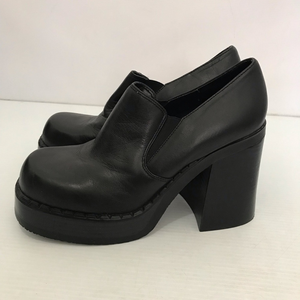 Vintage Bongo Black Platform Slip-On Heeled Size 9M - Picture 3 of 8